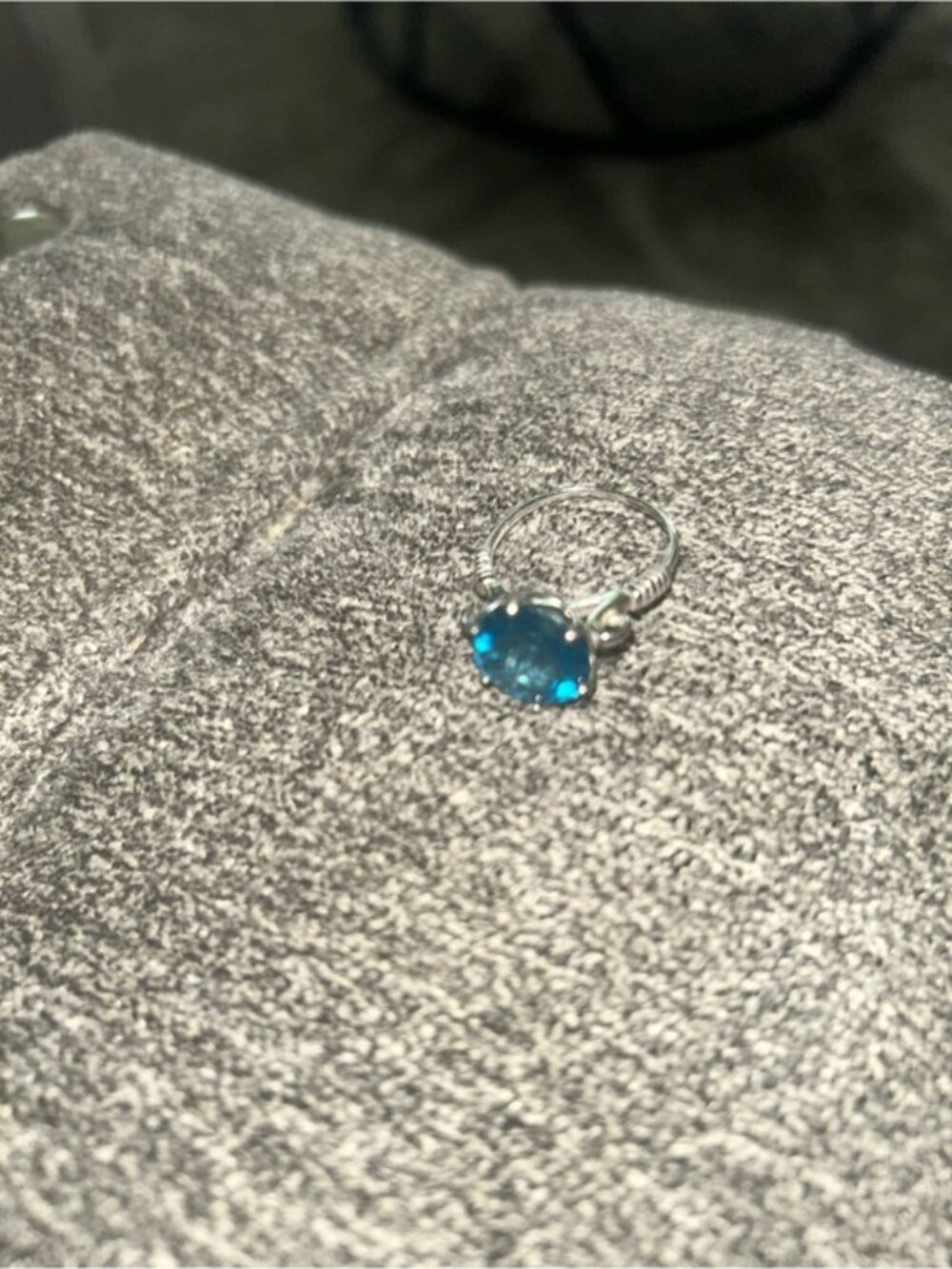 London Blue Topaz Solitaire Ring in Blue - Picture 3 of 4